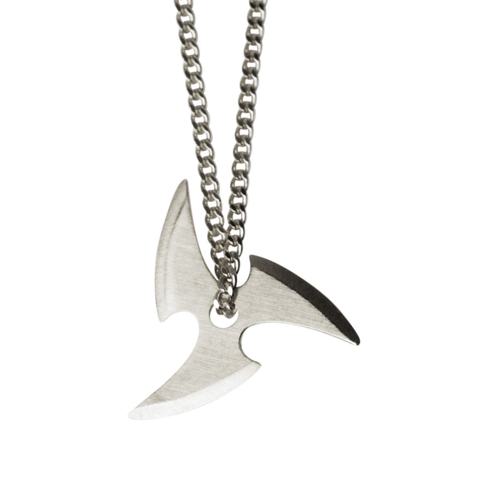 SHURIKEN TRIPLE BLADE PENDANT - brushed sterling silver pendant