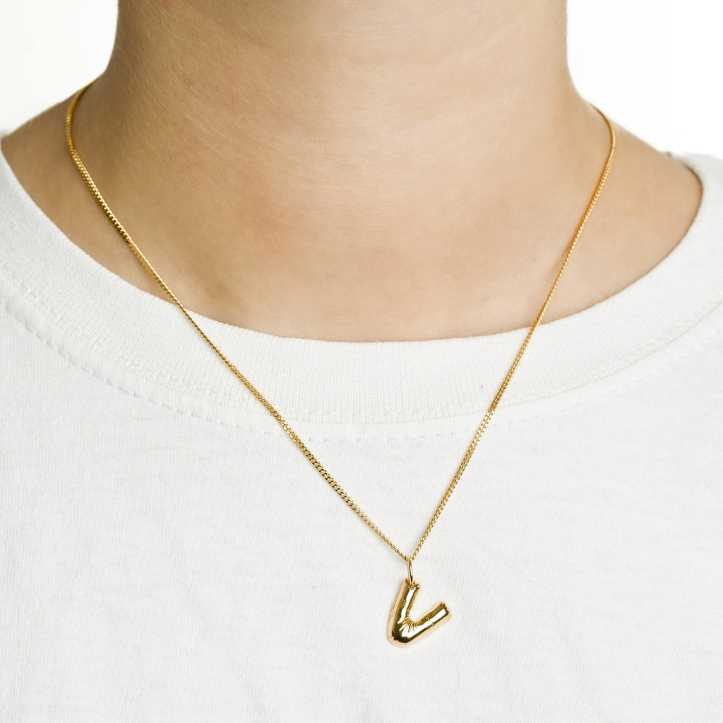 Love Letters Necklace U, Balloon letter pendant in gold