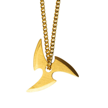 SHURIKEN TRIPLE BLADE PENDANT - brushed goldplated sterling silver pendant