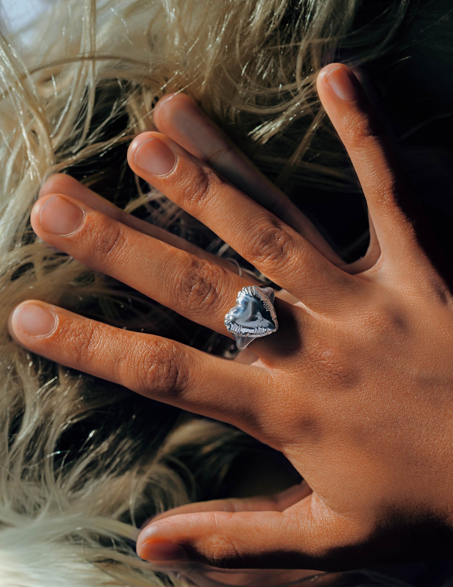 LOVE LETTERS HEART RING - silver