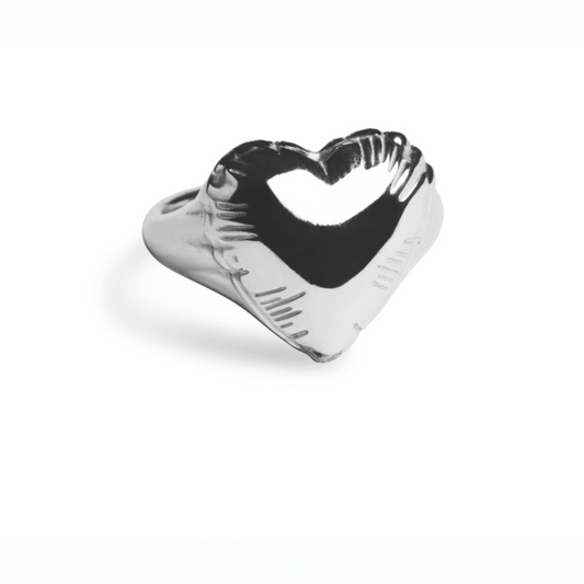 LOVE LETTERS HEART RING - silver