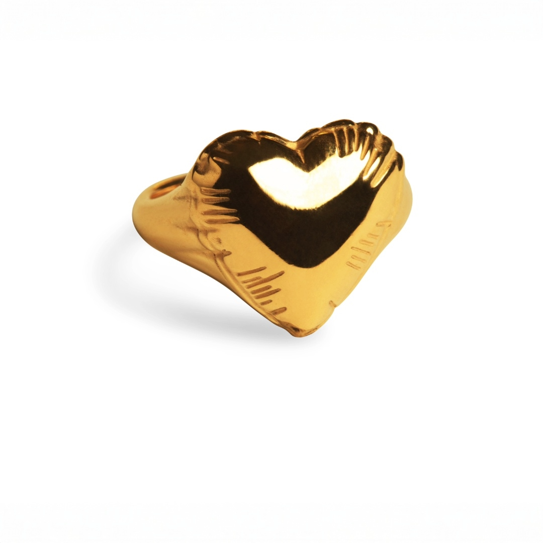 LOVE LETTERS HEART RING  - goldplated