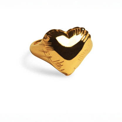 LOVE LETTERS HEART RING  - goldplated