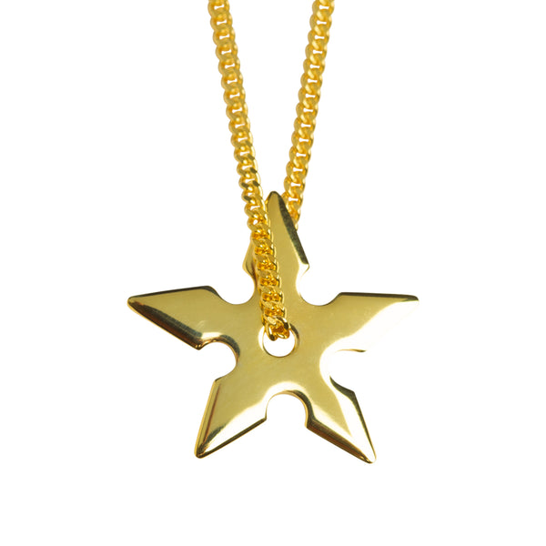 Necklace w Shuriken Star, brushed or shiny
