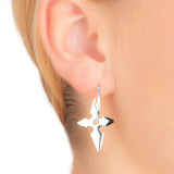 Earring w Shuriken Cross, brushed or shiny