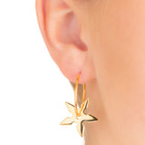 Earring w Shuriken Star, brushed or shiny