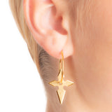Earring w Shuriken Cross, brushed or shiny.