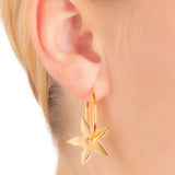Earring w Shuriken Star, brushed or shiny