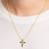 Necklace w Shuriken Cross brushed and Shiny