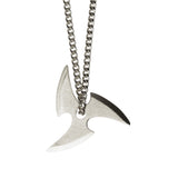NECKLACE W SHURIKEN TRIPLE BLADE brushed and shiny