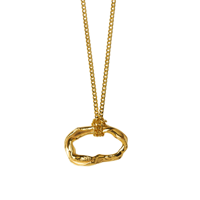 DRIP necklace w chunky pendant, goldplated