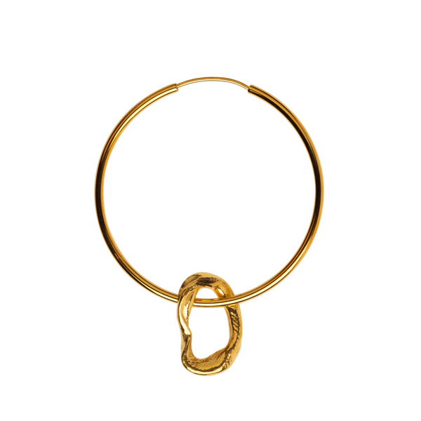 DRIP hoop w chunky pendant, gold-plated