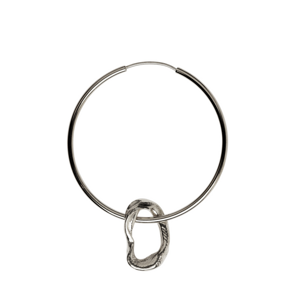 DRIP hoop w chunky pendant, silver