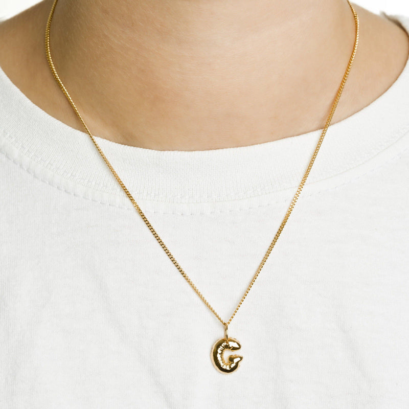 Initial Pendants Dainty 14k Yellow Gold Diamond Letter G Necklace, 16