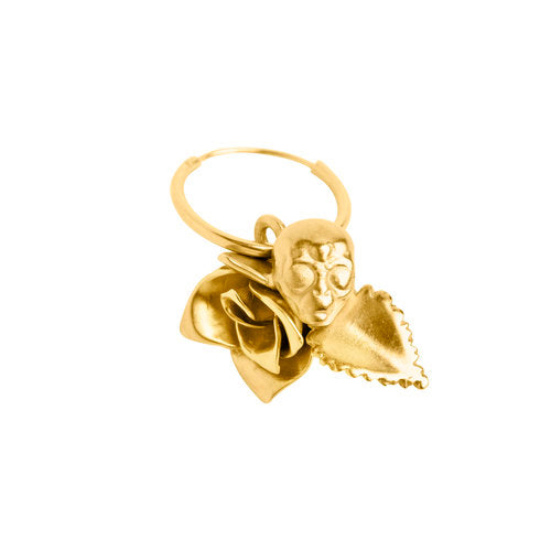 ROSE AND ALIEN EARRING SMALL, gold