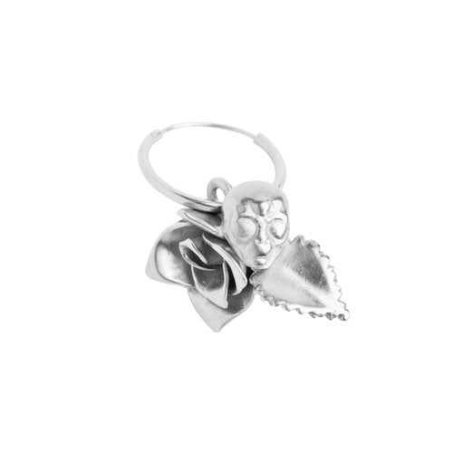 ROSE AND ALIEN EARRING SMALL, silver